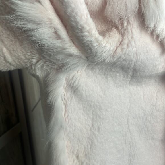 Pink 100% angora/rabbit fur open front jacket with tassels women’s XS-S - Picture 12 of 16